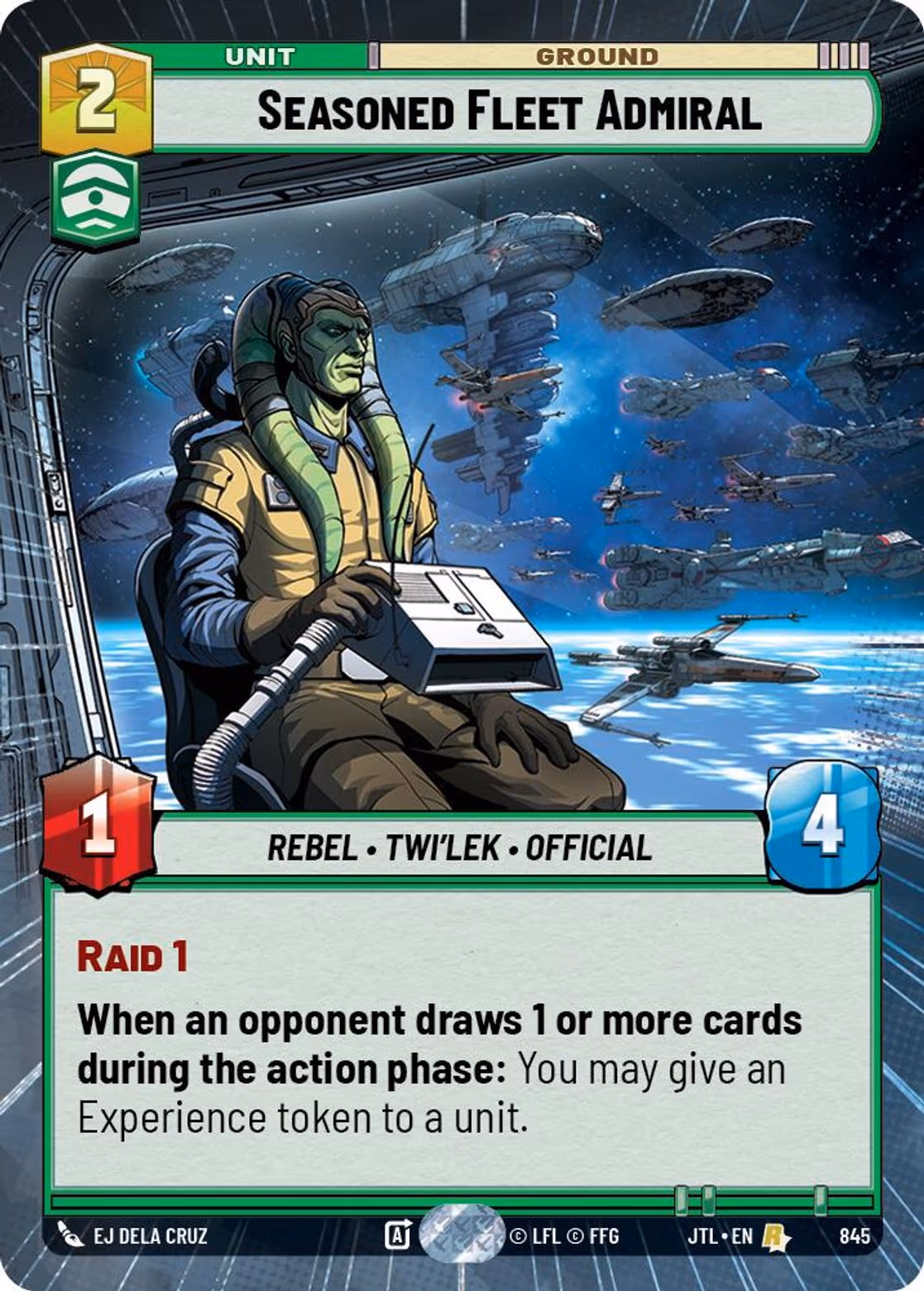 Seasoned Fleet Admiral JTL-845 Hyperspace Foil Star Wars Unlimited card