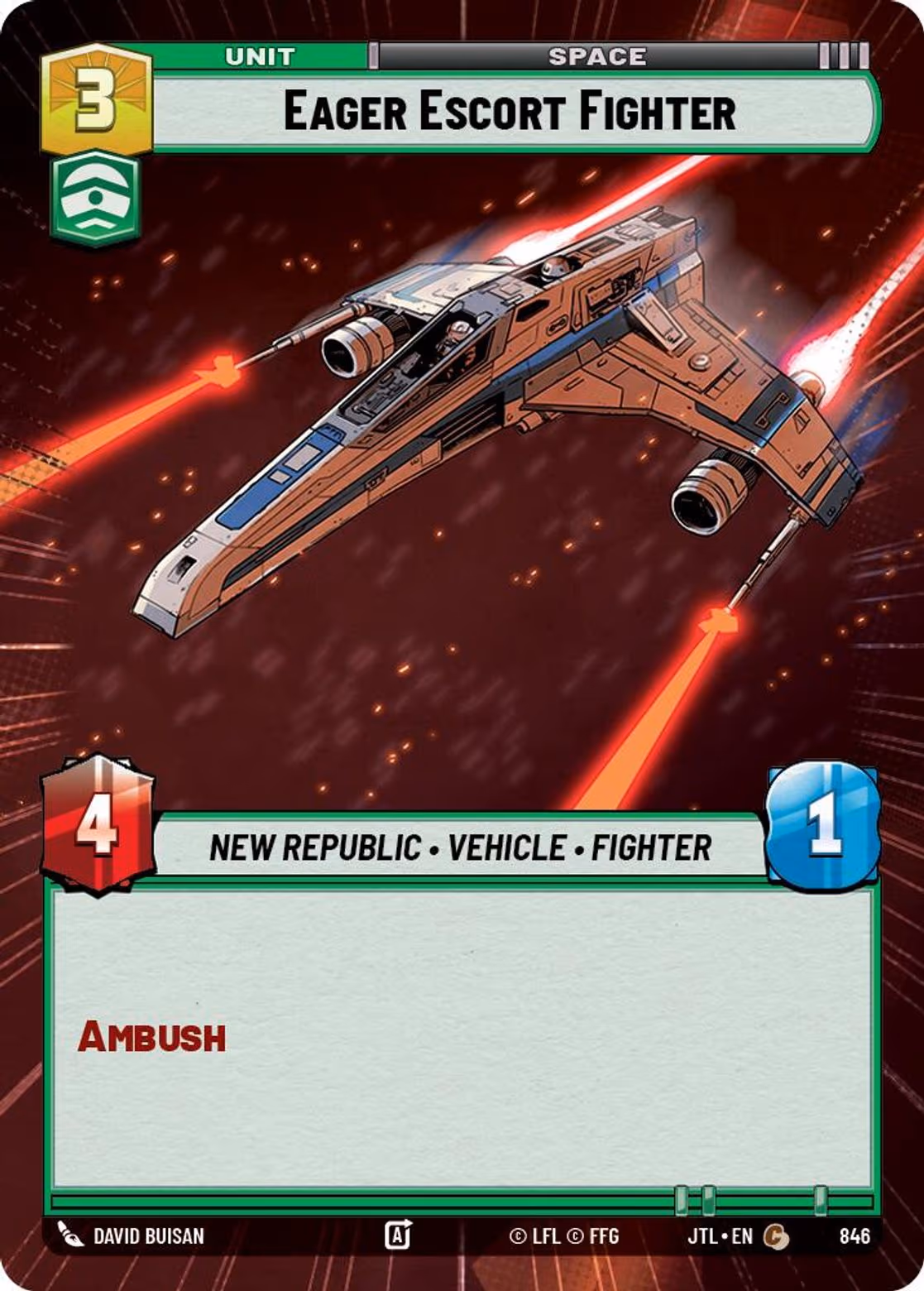 Eager Escort Fighter JTL-846 Hyperspace Foil Star Wars Unlimited card