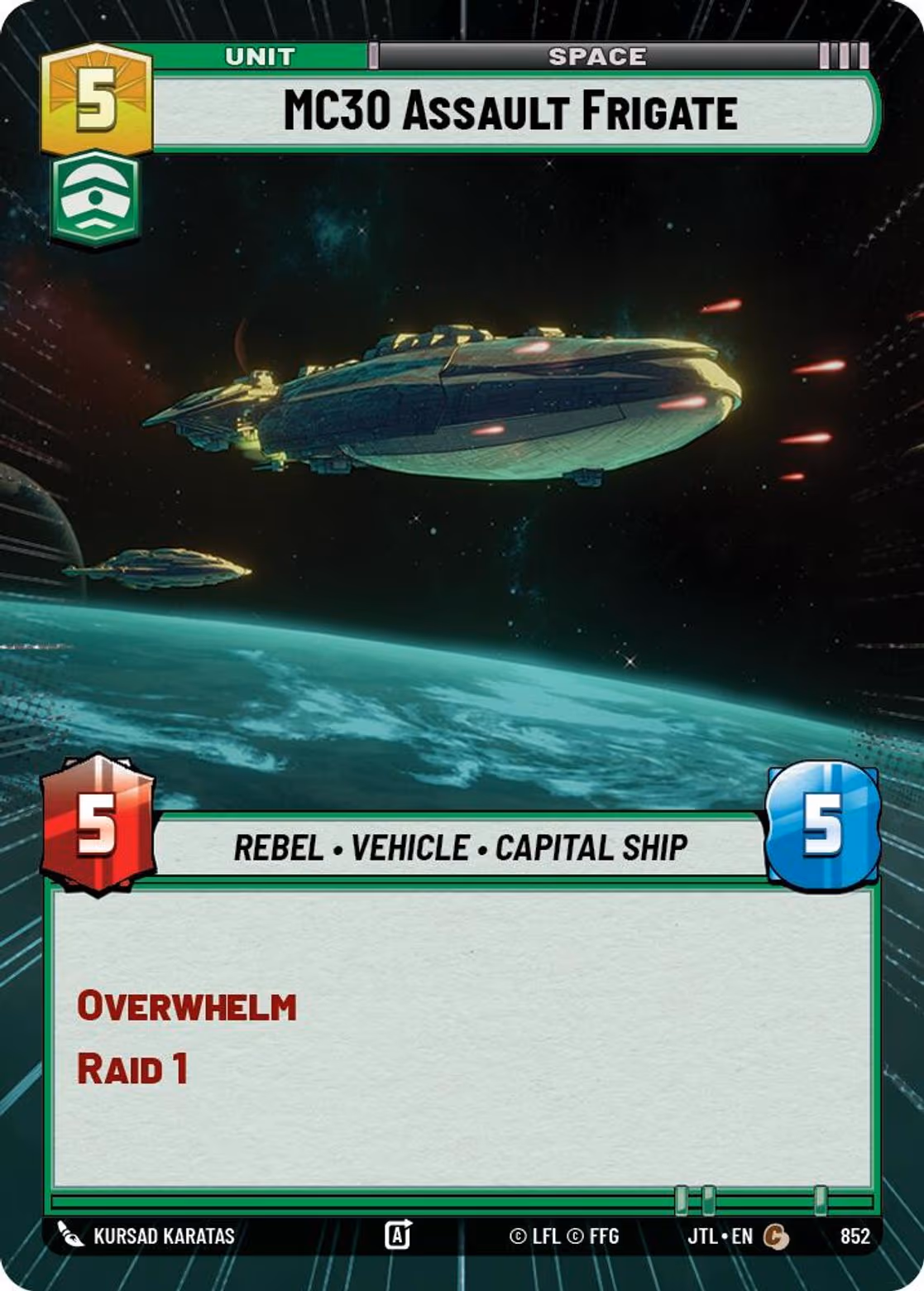 MC30 Assault Frigate JTL-852 Hyperspace Foil Star Wars Unlimited card