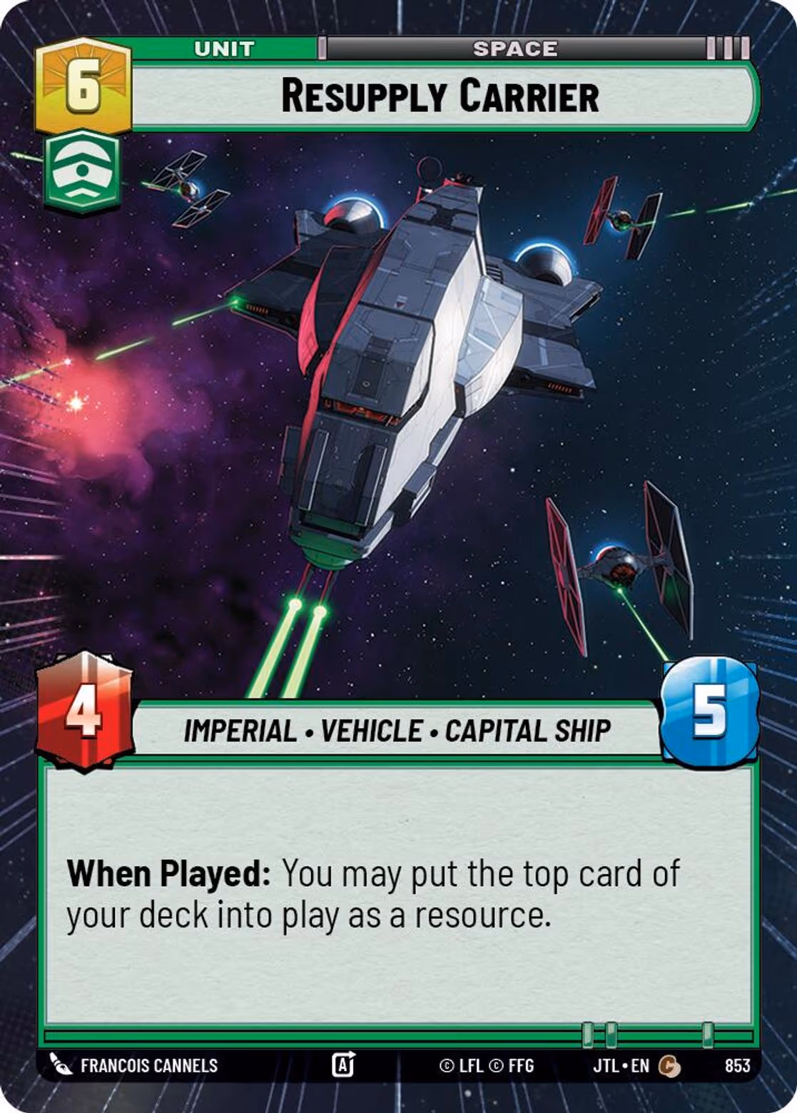 Resupply Carrier JTL-853 Hyperspace Foil Star Wars Unlimited card