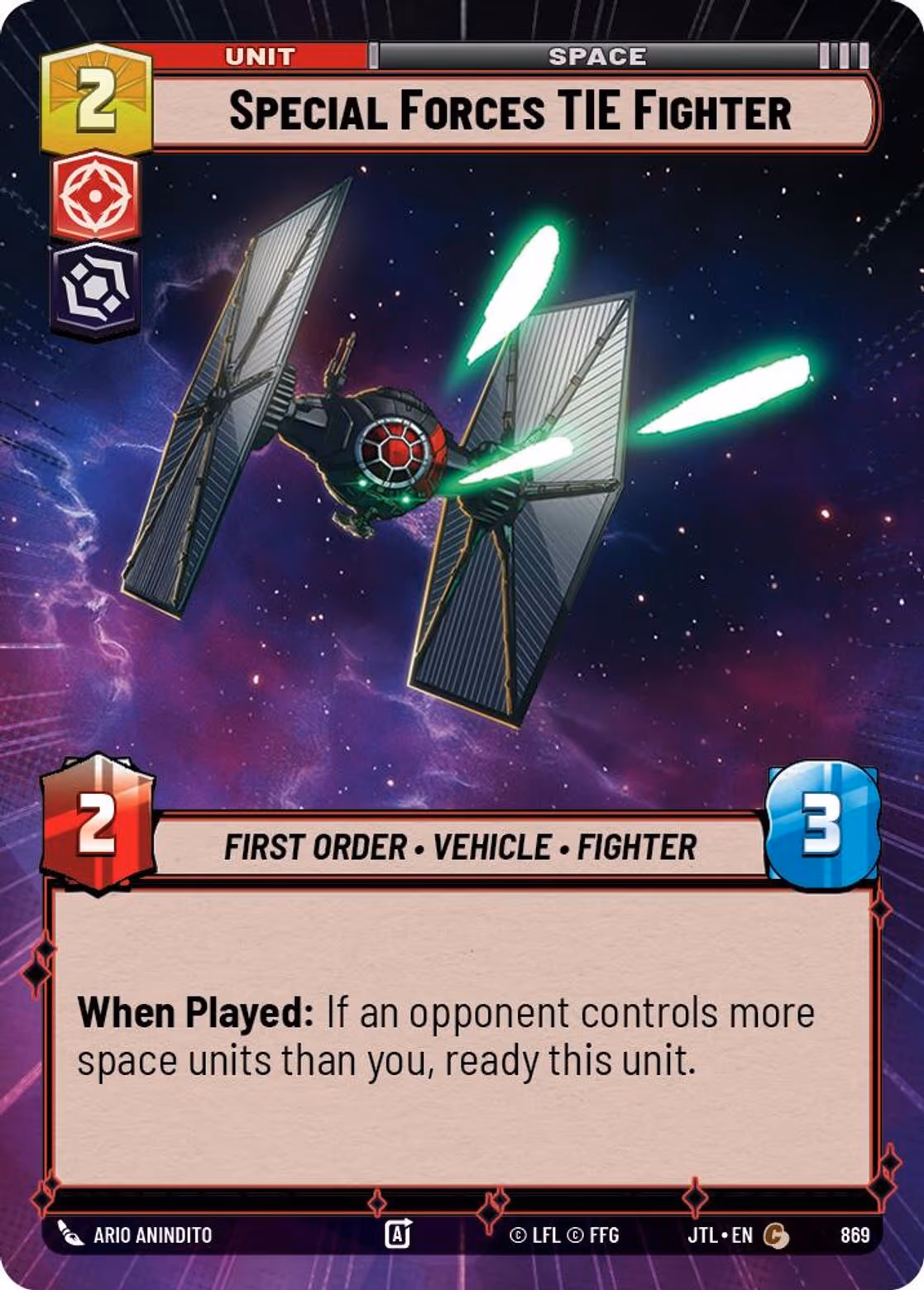 Special Forces TIE Fighter JTL-869 Hyperspace Foil Star Wars Unlimited card