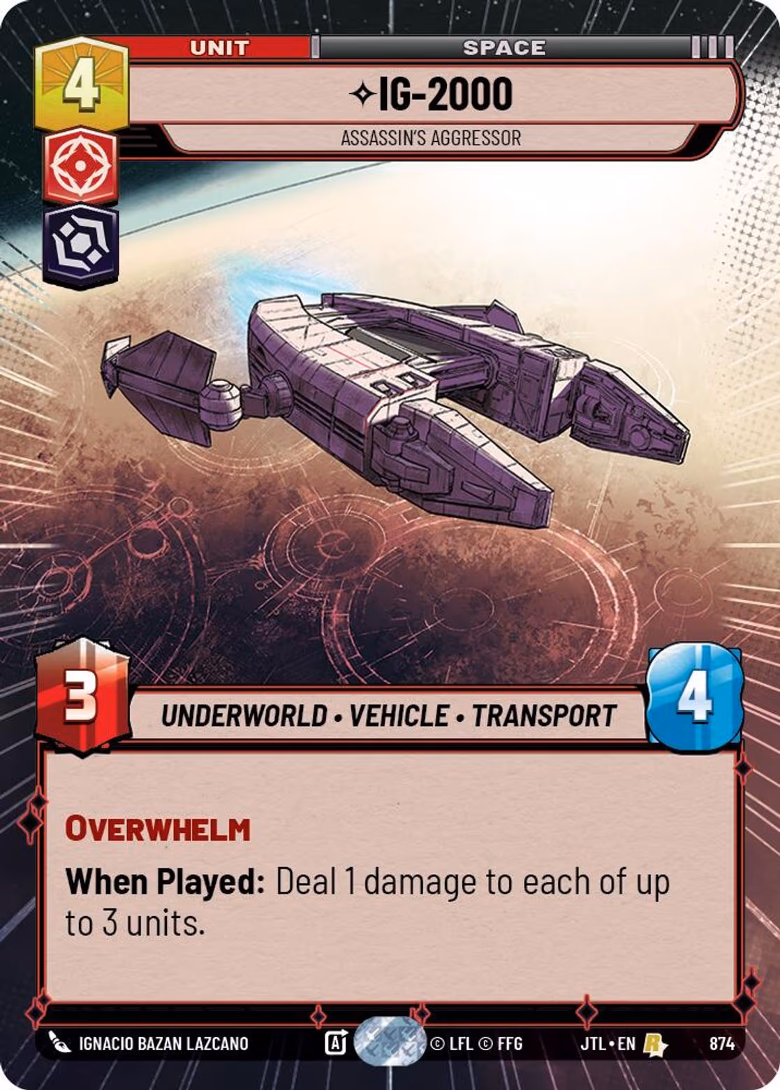 IG-2000 - Assassin's Aggressor JTL-874 Hyperspace Foil Star Wars Unlimited card