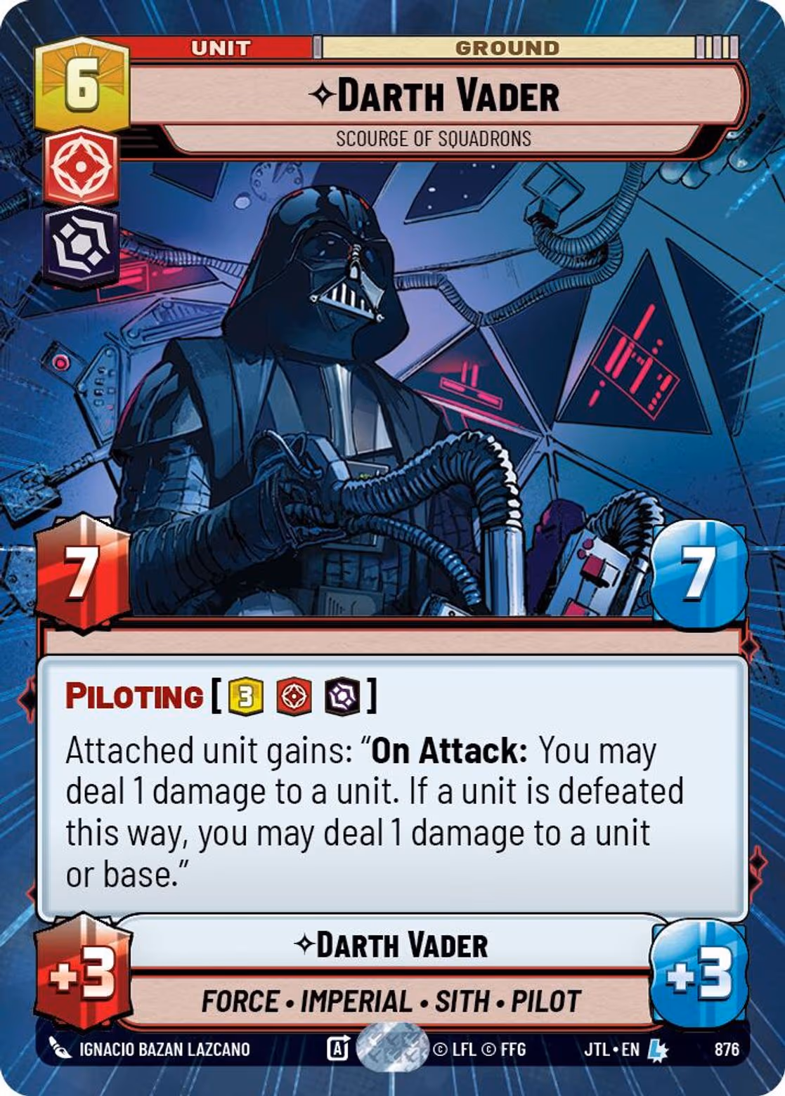 Darth Vader - Scourge of Squadrons JTL-876 Hyperspace Foil Star Wars Unlimited card