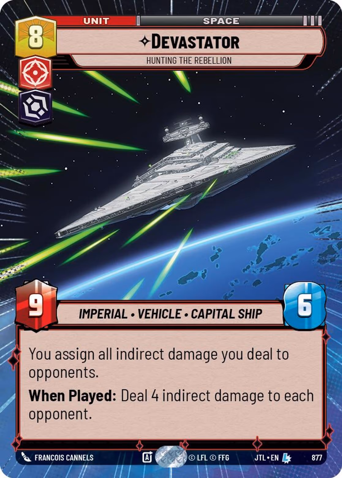 Devastator - Hunting the Rebellion JTL-877 Hyperspace Foil Star Wars Unlimited card