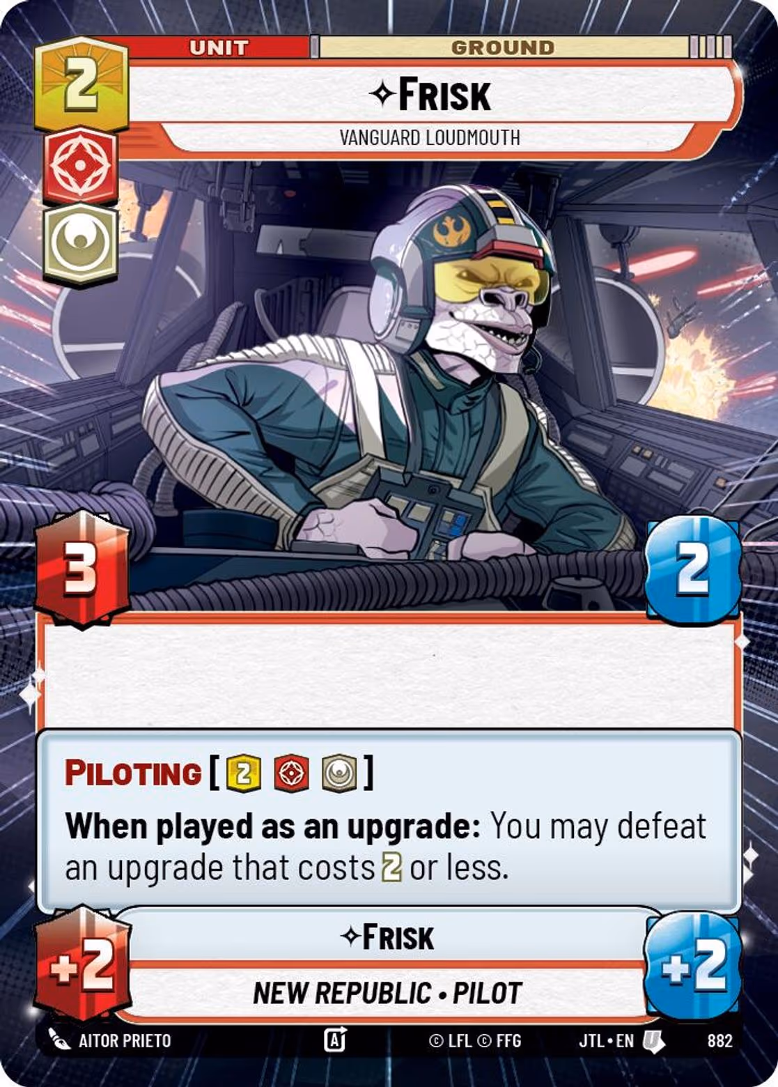 Frisk - Vanguard Loudmouth JTL-882 Hyperspace Foil Star Wars Unlimited card