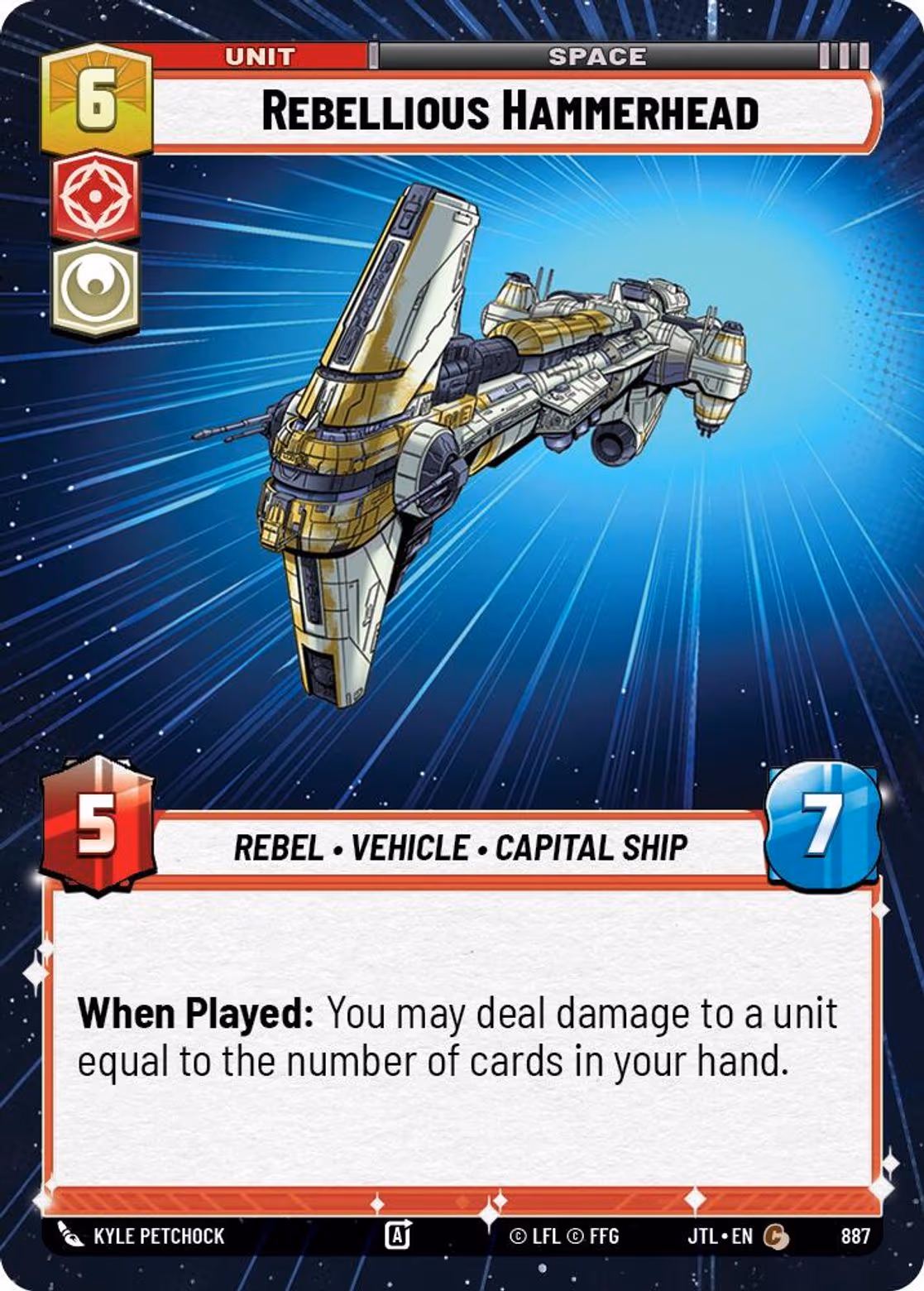 Rebellious Hammerhead JTL-887 Hyperspace Foil Star Wars Unlimited card