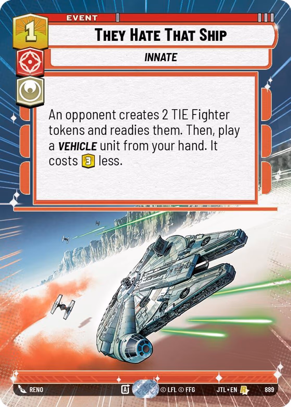 They Hate That Ship JTL-889 Hyperspace Foil Star Wars Unlimited card