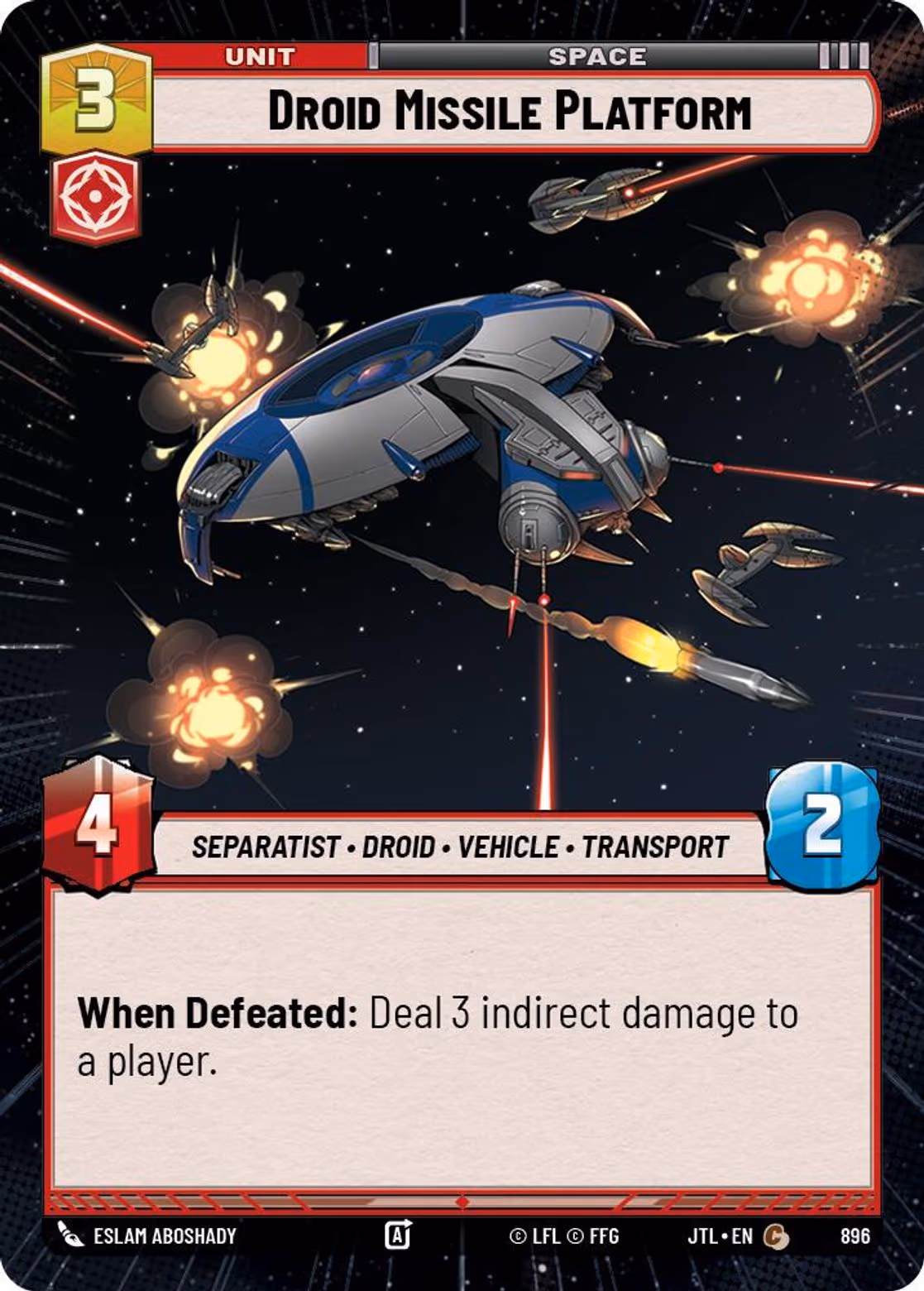 Droid Missile Platform JTL-896 Hyperspace Foil Star Wars Unlimited card