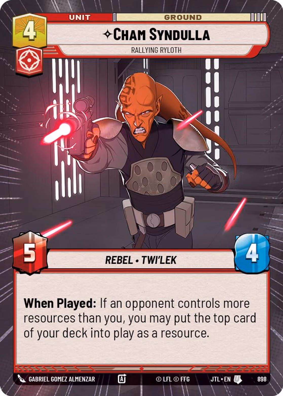 Cham Syndulla - Rallying Ryloth JTL-898 Hyperspace Foil Star Wars Unlimited card