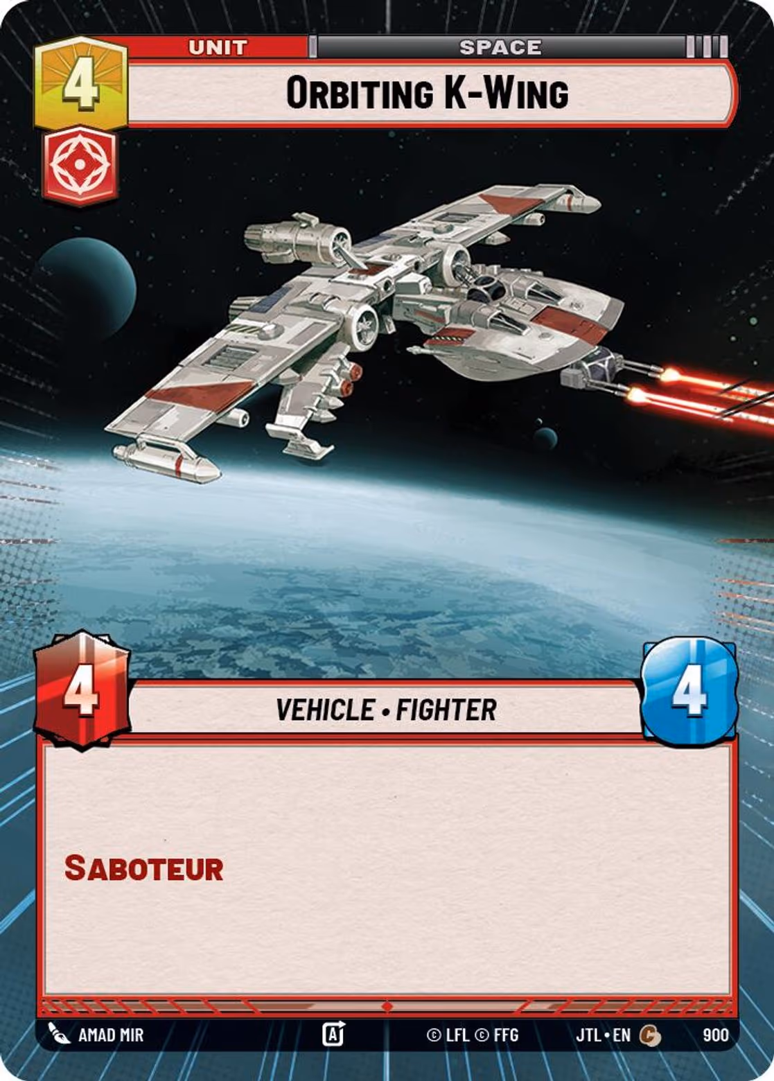Orbiting K-Wing JTL-900 Hyperspace Foil Star Wars Unlimited card