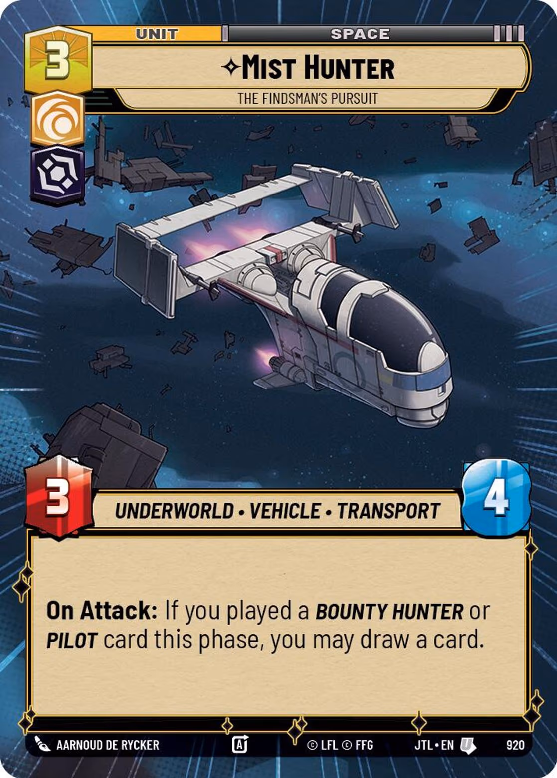 Mist Hunter - The Findsman's Pursuit JTL-920 Hyperspace Foil Star Wars Unlimited card