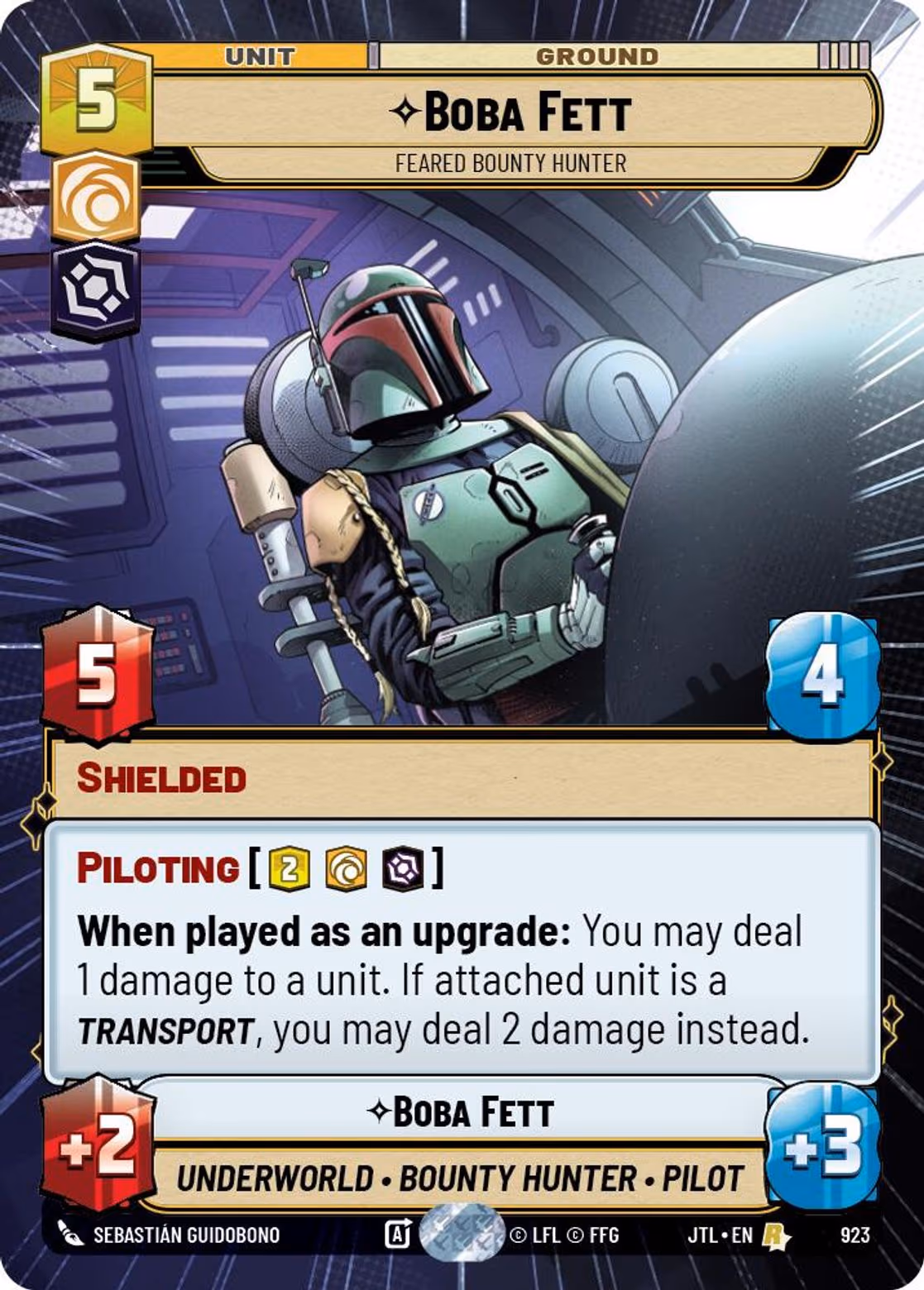 Boba Fett - Feared Bounty Hunter JTL-923 Hyperspace Foil Star Wars Unlimited card