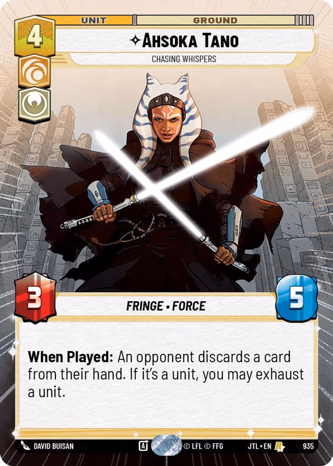 Ahsoka Tano - Chasing Whispers JTL-935 Hyperspace Foil Star Wars Unlimited card