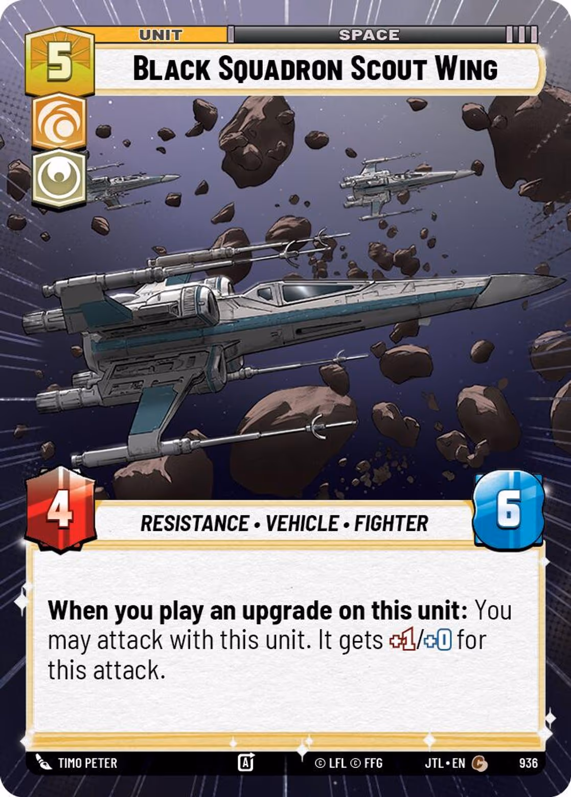 Black Squadron Scout Wing JTL-936 Hyperspace Foil Star Wars Unlimited card