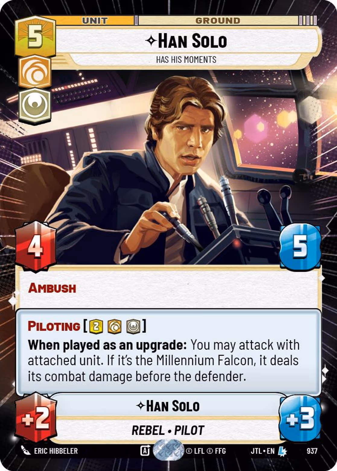 Han Solo - Has His Moments JTL-937 Hyperspace Foil Star Wars Unlimited card