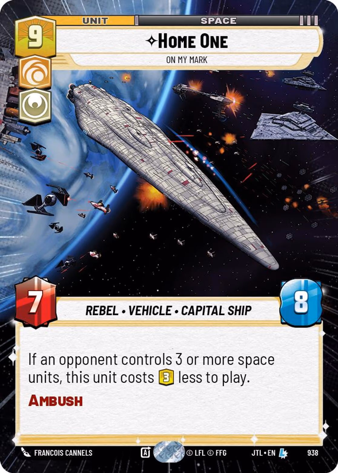 Home One - On My Mark JTL-938 Hyperspace Foil Star Wars Unlimited card