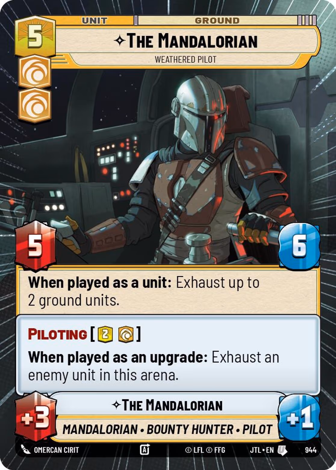The Mandalorian - Weathered Pilot JTL-944 Hyperspace Foil Star Wars Unlimited card
