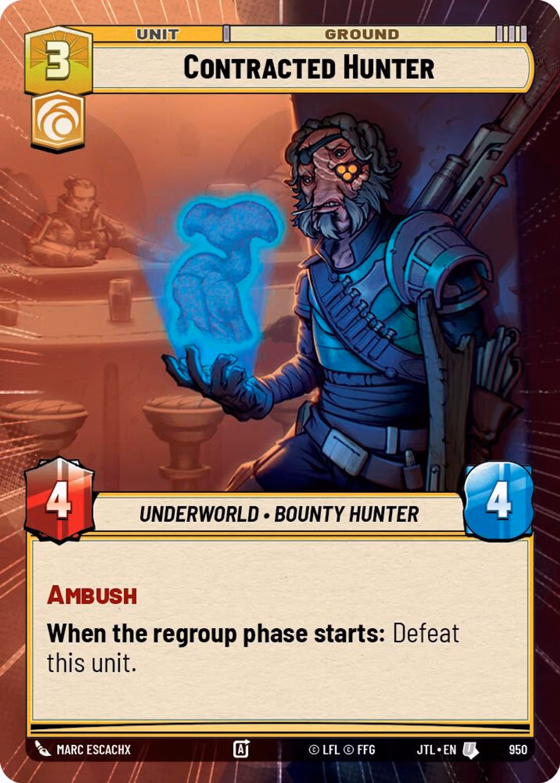 Contracted Hunter JTL-950 Hyperspace Foil Star Wars Unlimited card