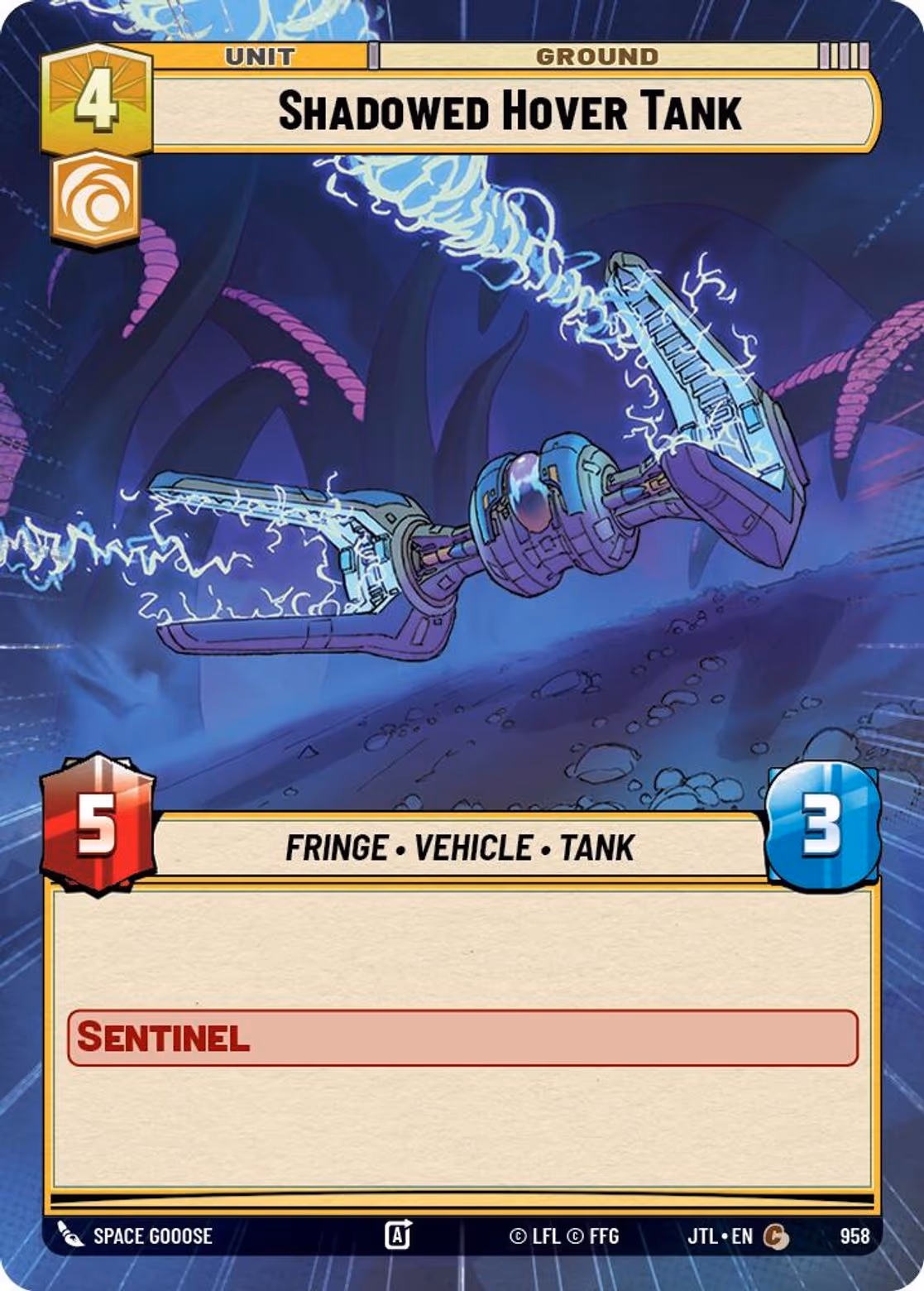 Shadowed Hover Tank JTL-958 Hyperspace Foil Star Wars Unlimited card