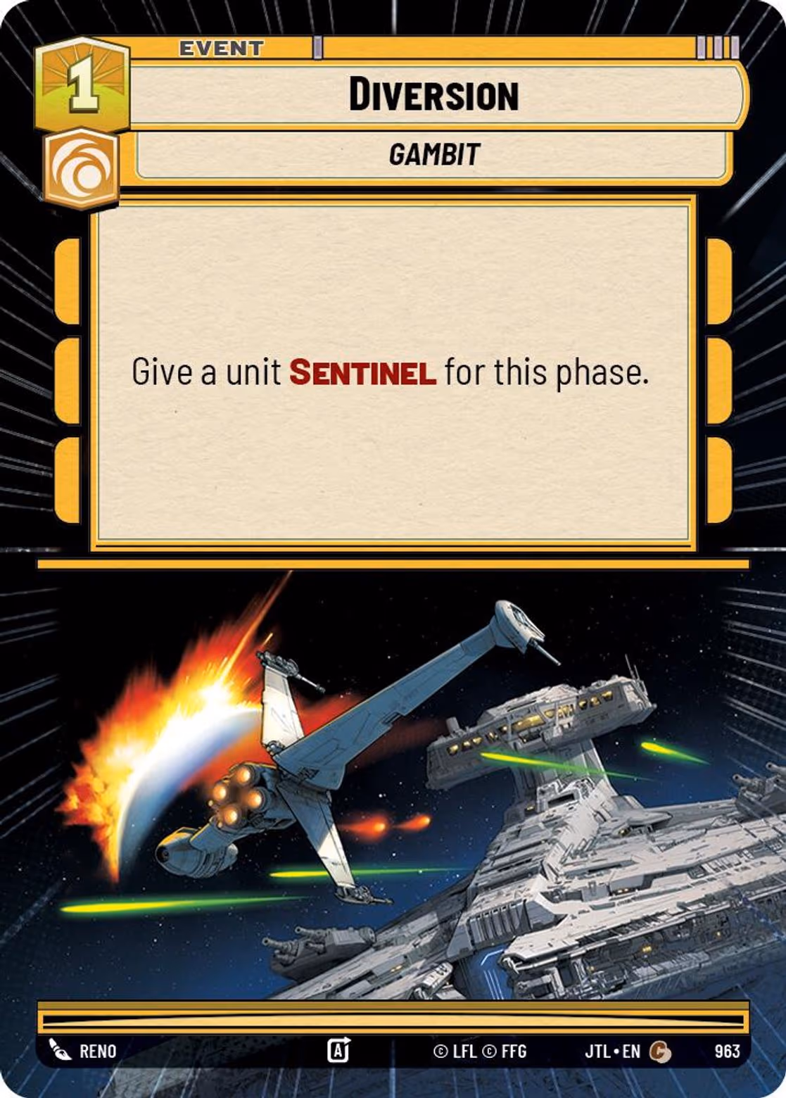 Diversion JTL-963 Hyperspace Foil Star Wars Unlimited card