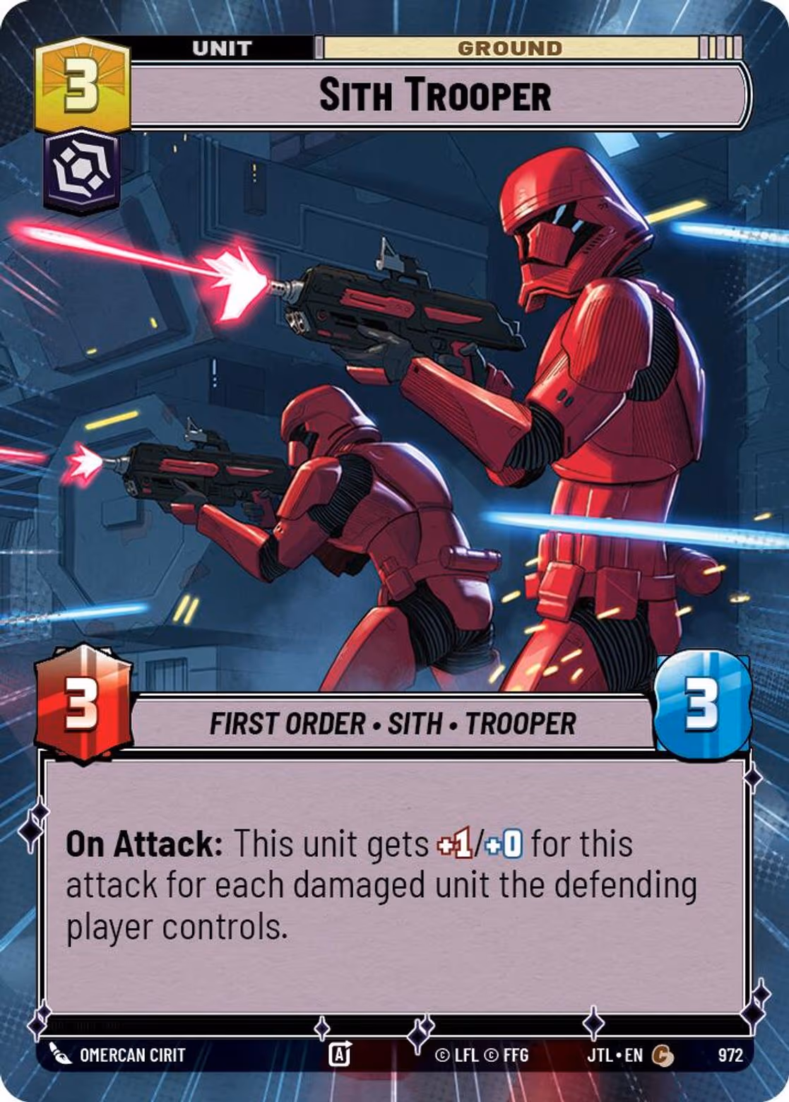 Sith Trooper JTL-972 Hyperspace Foil Star Wars Unlimited card