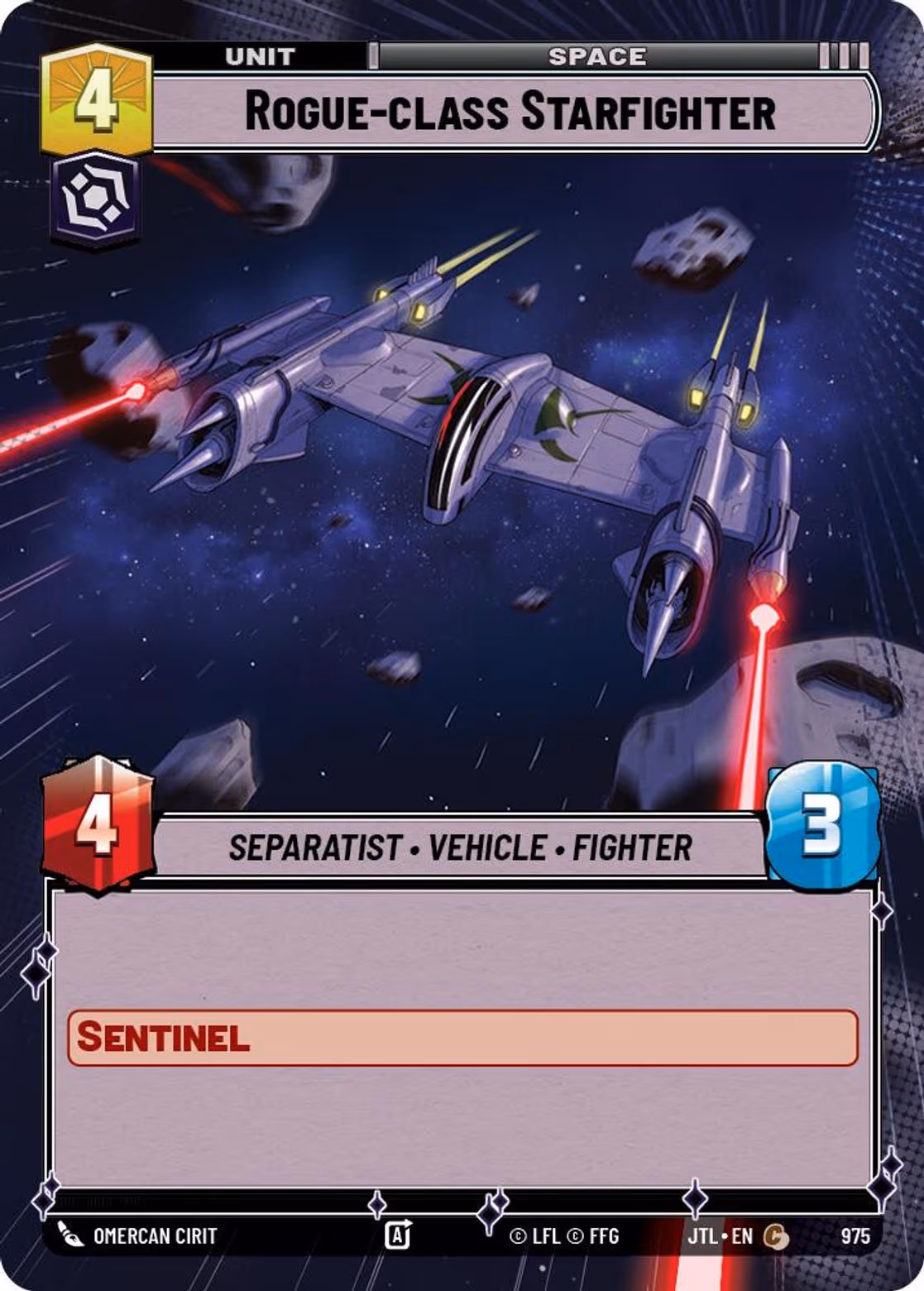 Rogue-class Starfighter JTL-975 Hyperspace Foil Star Wars Unlimited card