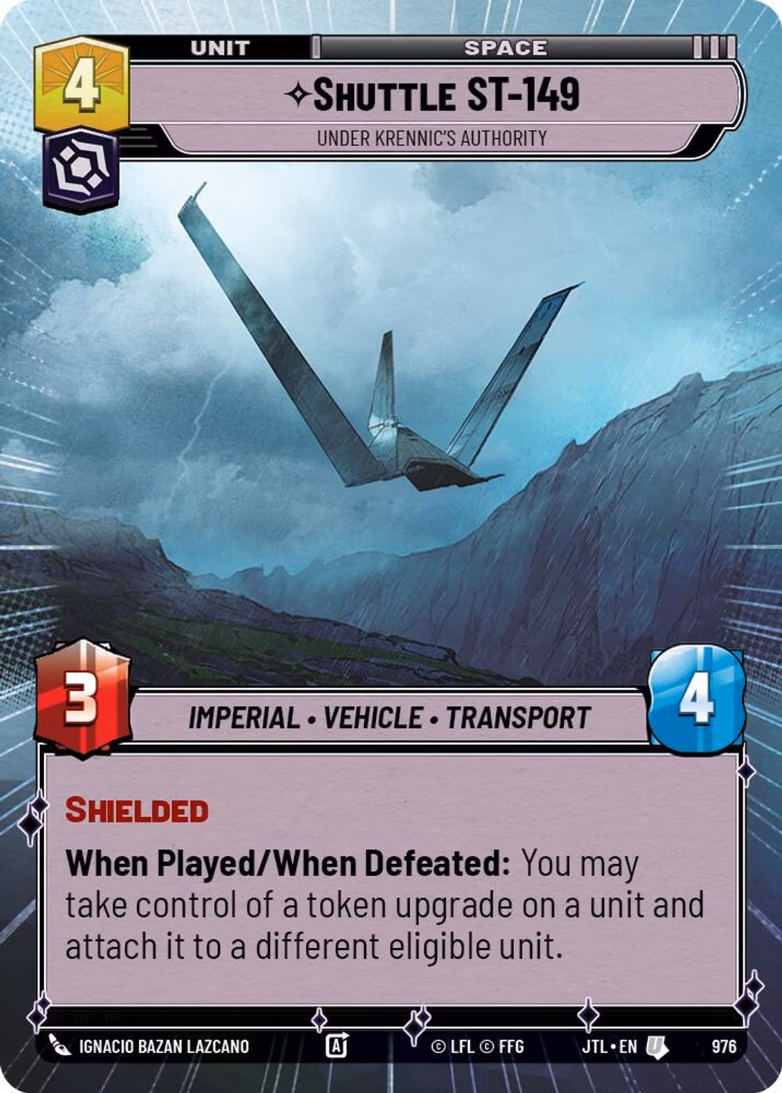 Shuttle ST-149 - Under Krennic's Authority JTL-976 Hyperspace Foil Star Wars Unlimited card