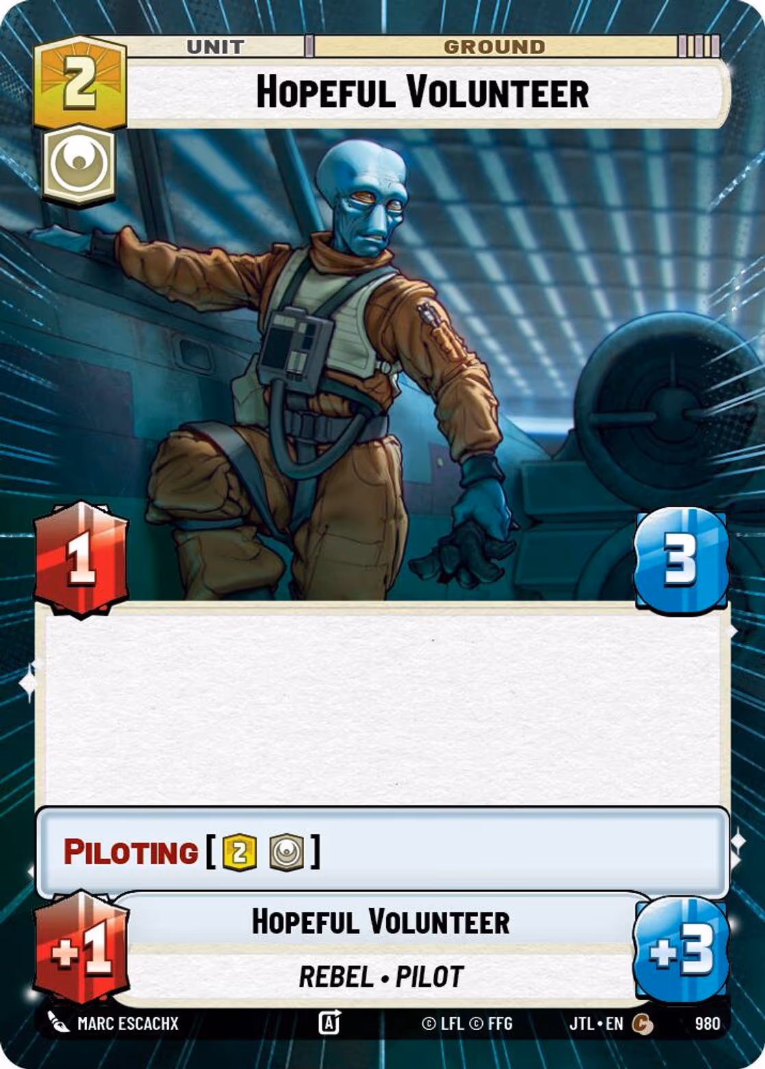 Hopeful Volunteer JTL-980 Hyperspace Foil Star Wars Unlimited card