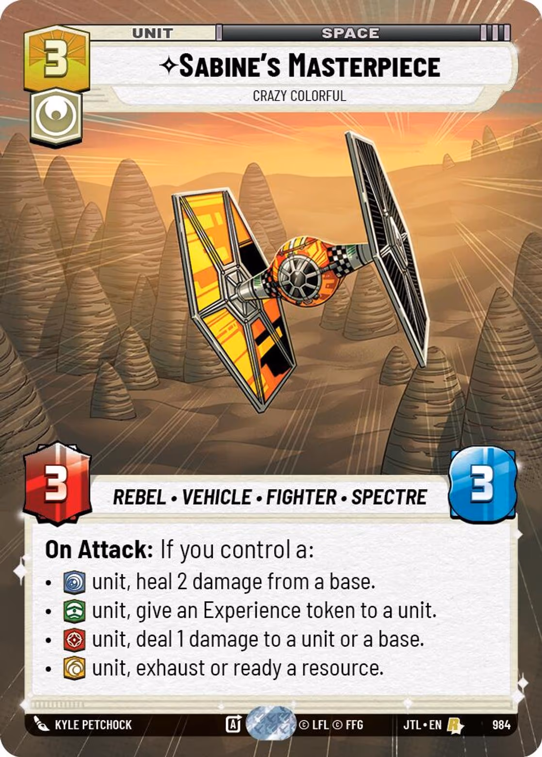 Sabine's Masterpiece - Crazy Colorful JTL-984 Hyperspace Foil Star Wars Unlimited card