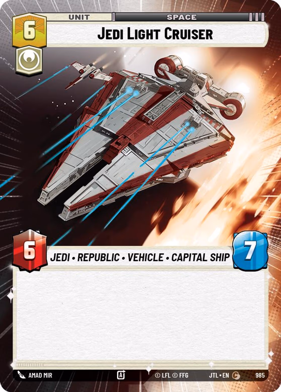 Jedi Light Cruiser JTL-985 Hyperspace Foil Star Wars Unlimited card
