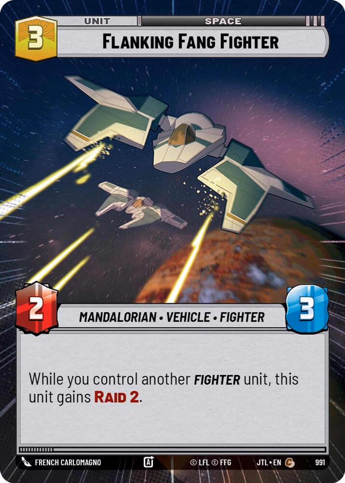 Flanking Fang Fighter JTL-991 Hyperspace Foil Star Wars Unlimited card