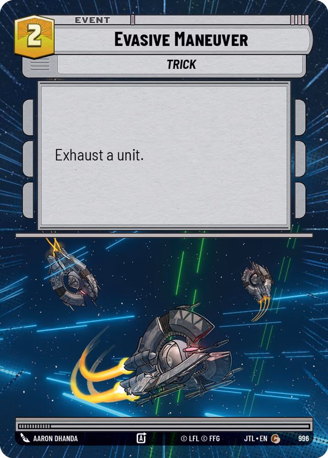 Evasive Maneuver JTL-996 Hyperspace Foil Star Wars Unlimited card