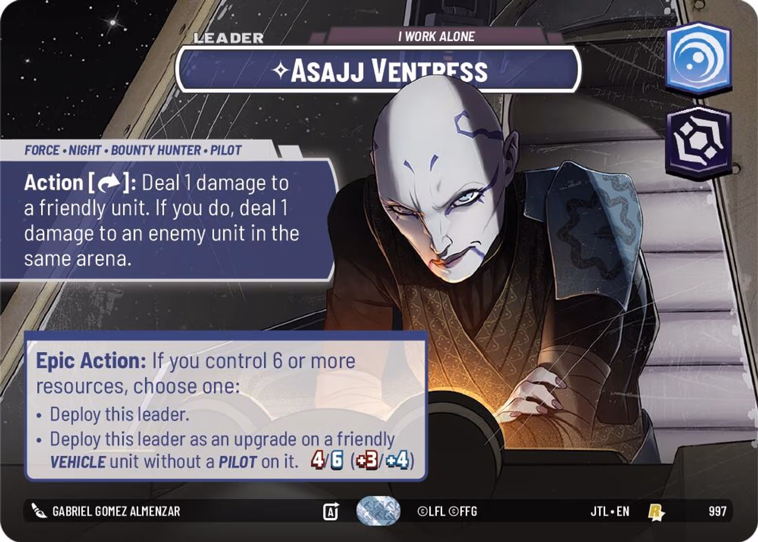Asajj Ventress - I Work Alone JTL-997 Showcase Star Wars Unlimited card