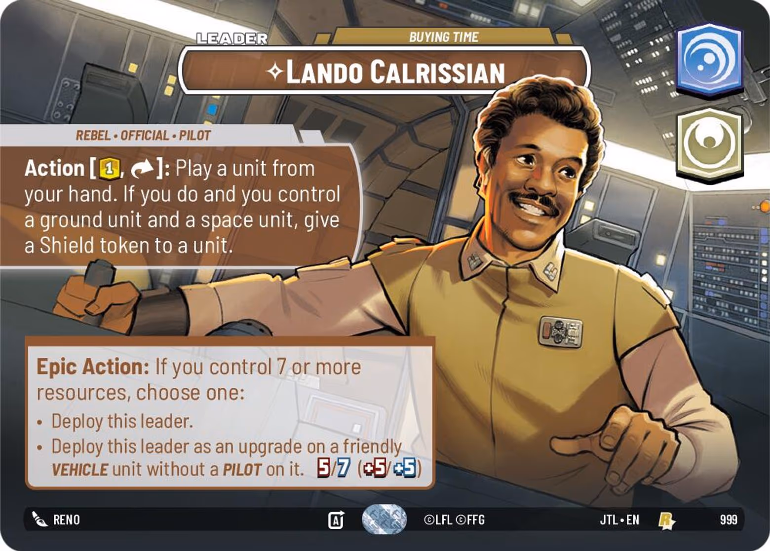 Lando Calrissian - Buying Time JTL-999 Showcase Star Wars Unlimited card