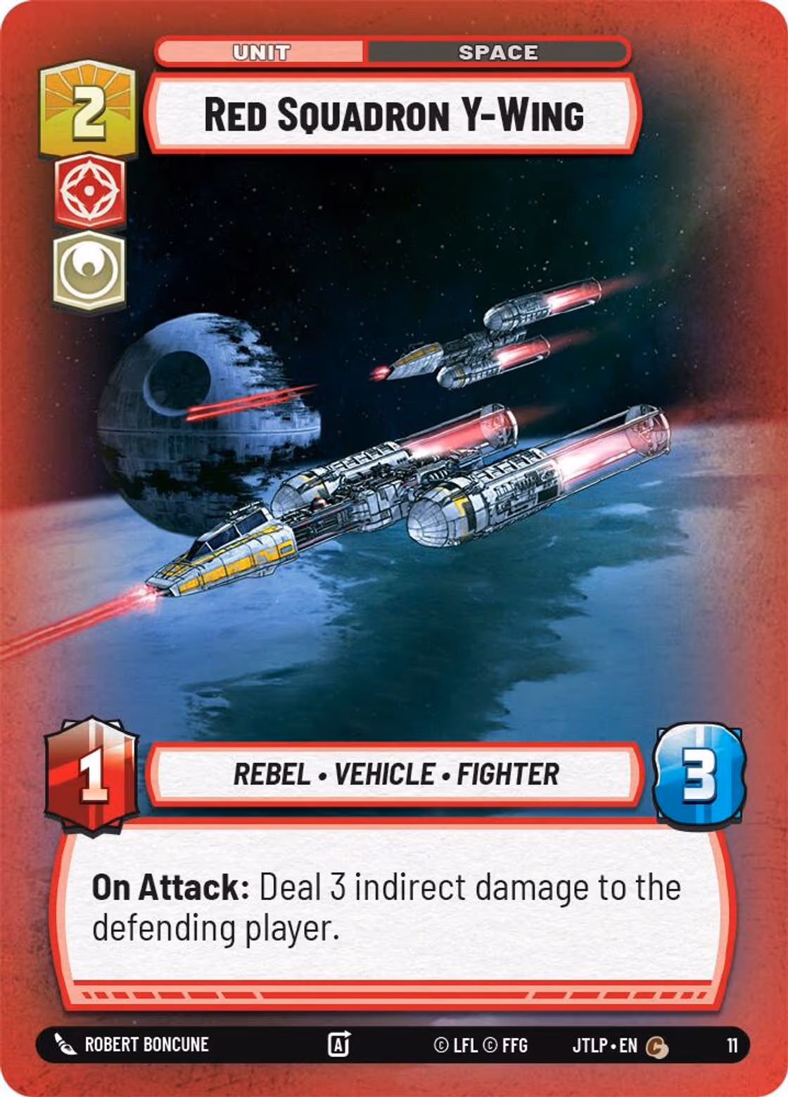 Red Squadron Y-Wing JTLOP-11 Star Wars Unlimited card