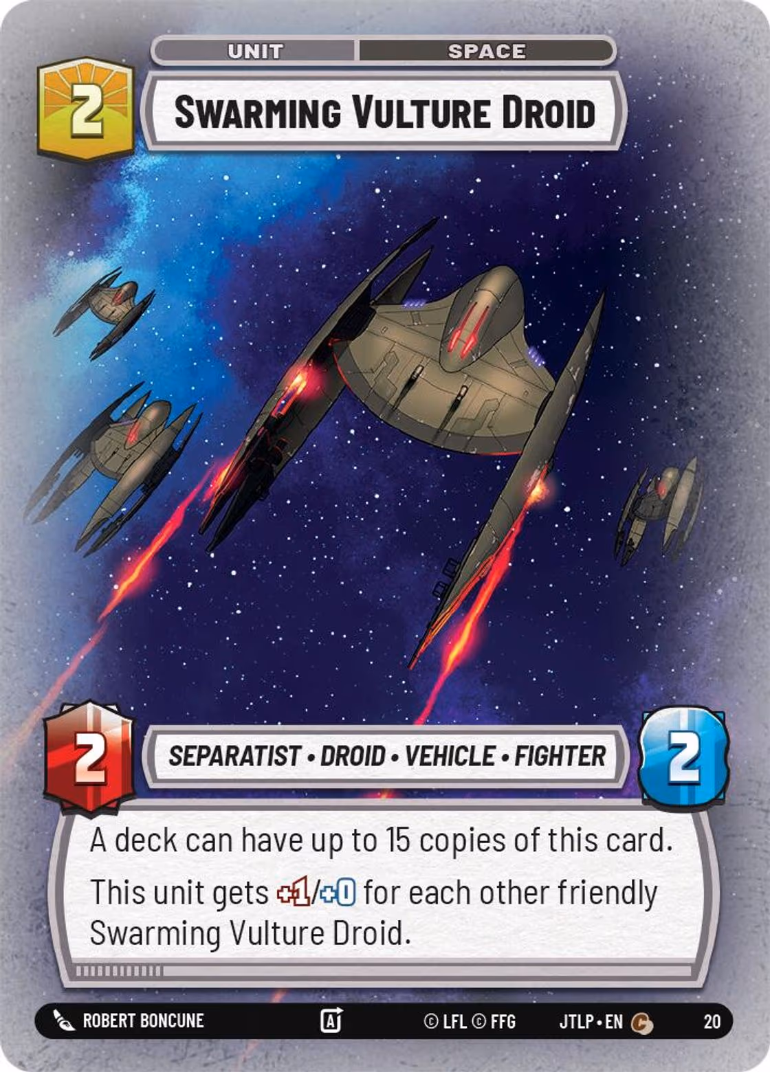 Swarming Vulture Droid JTLOP-20 Star Wars Unlimited card