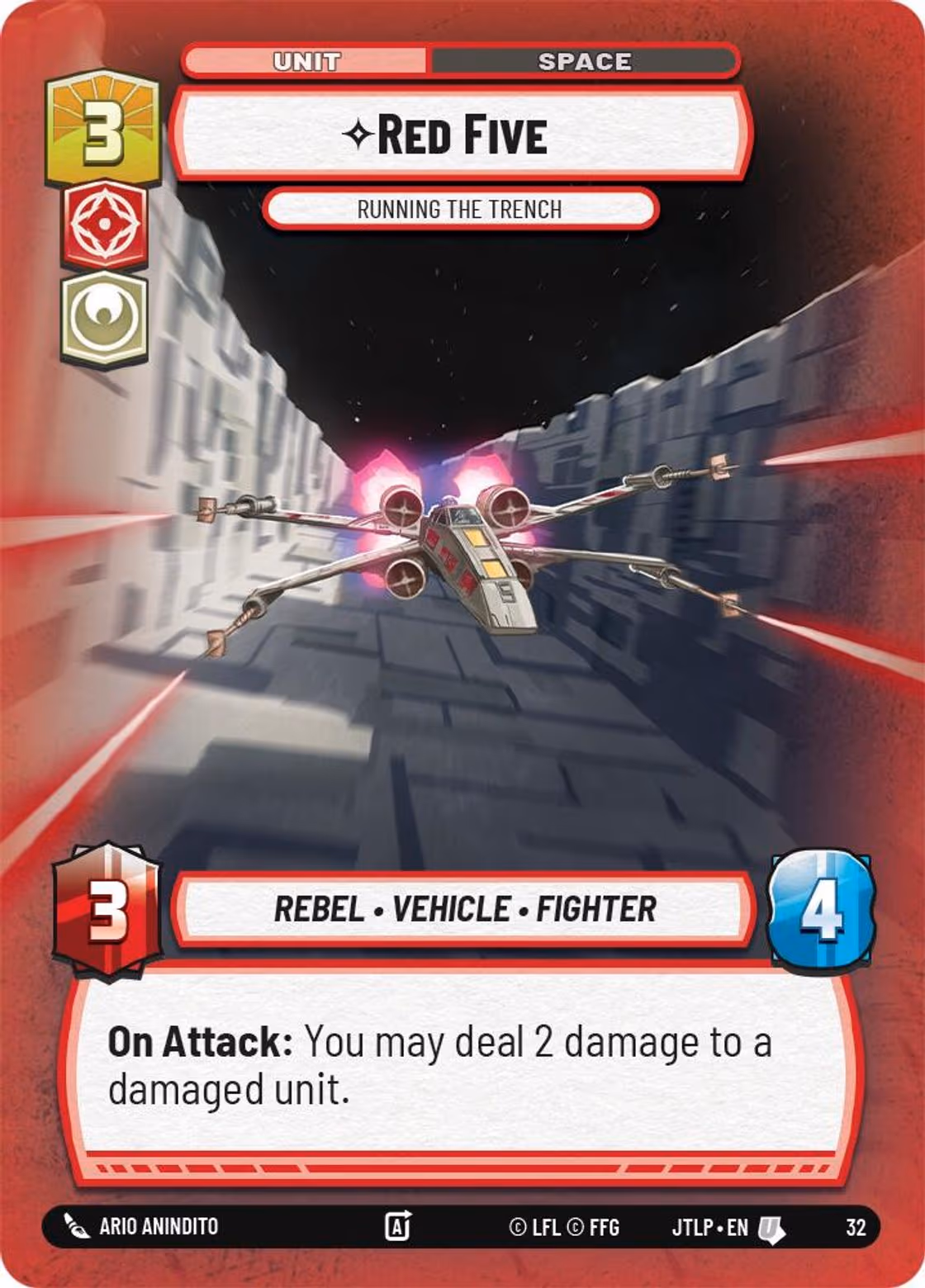 Red Five - Running the Trench JTLOP-32 OP Promo Foil Star Wars Unlimited card