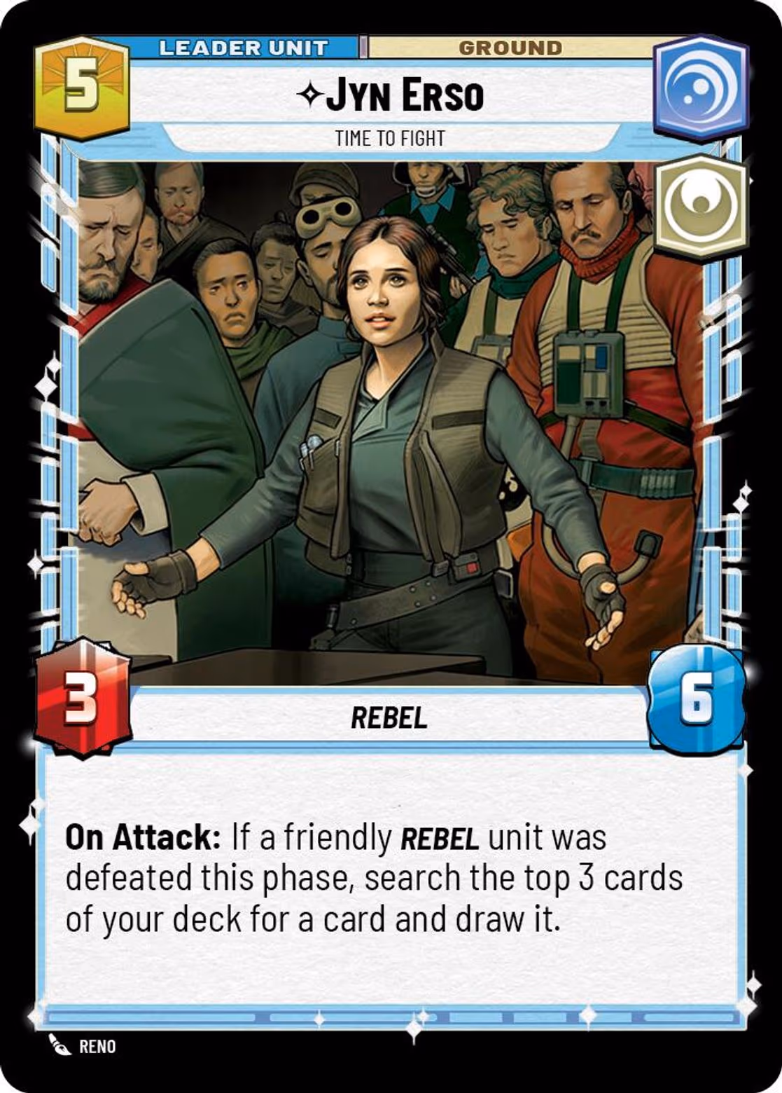 Jyn Erso - Time to Fight LAW-005 Star Wars Unlimited card (back face)