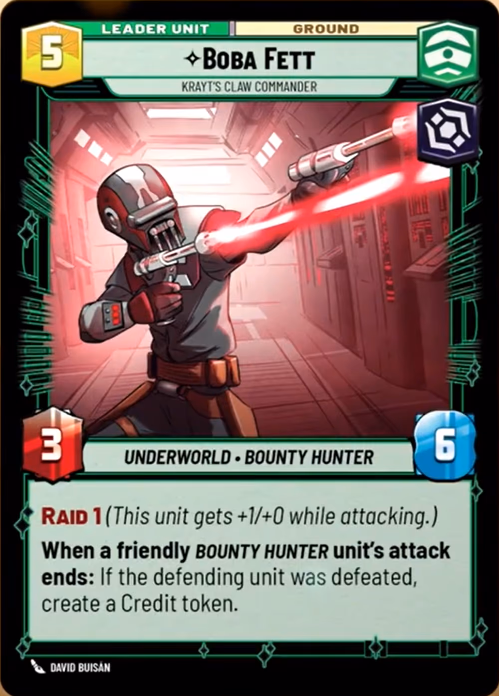 Boba Fett - Krayt's Claw Commander LAW-007 Star Wars Unlimited card (back face)