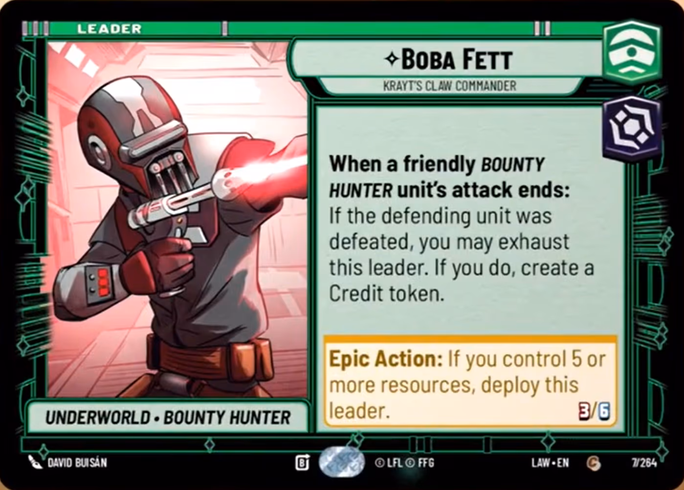 Boba Fett - Krayt's Claw Commander LAW-007 Star Wars Unlimited card