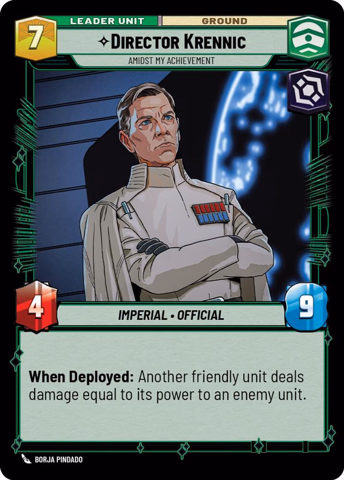 Director Krennic - Amidst My Achievement LAW-008 Star Wars Unlimited card (back face)