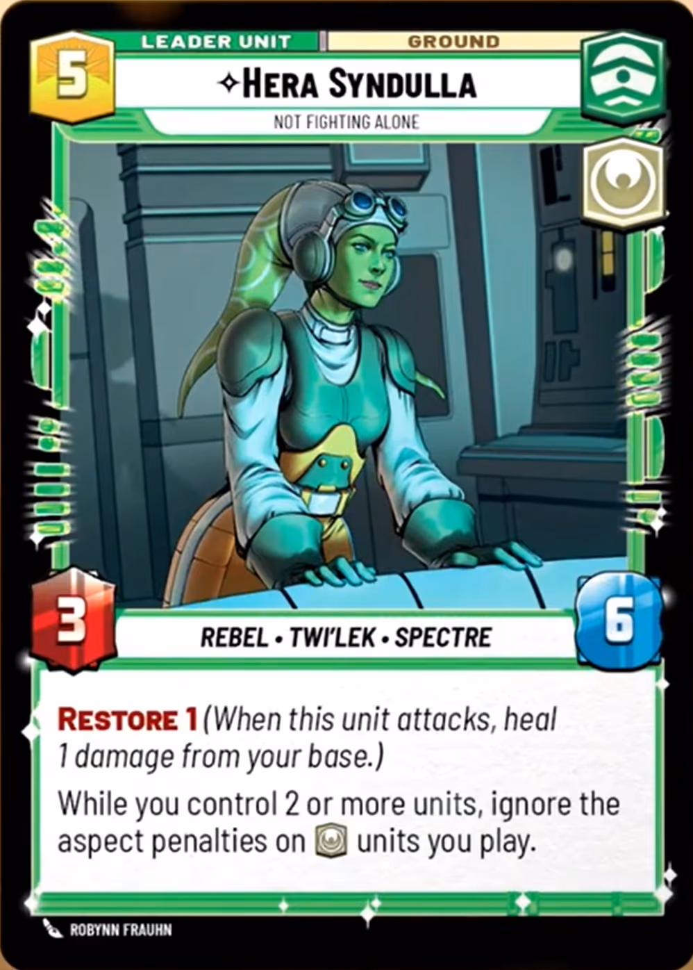 Hera Syndulla - Not Fighting Alone LAW-009 Star Wars Unlimited card (back face)