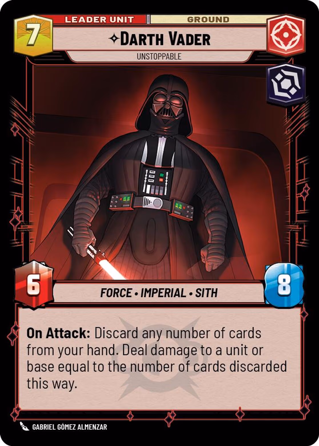 Darth Vader - Unstoppable LAW-011 Star Wars Unlimited card (back face)