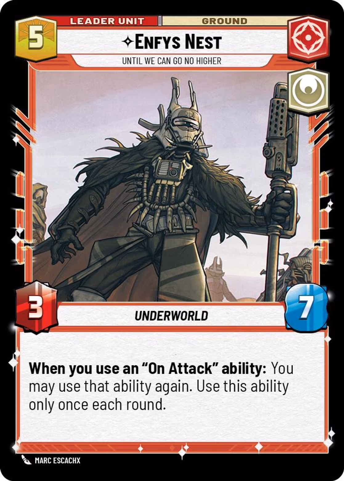 Enfy Nest - Until We Can Go No Higher LAW-014 Star Wars Unlimited card (back face)