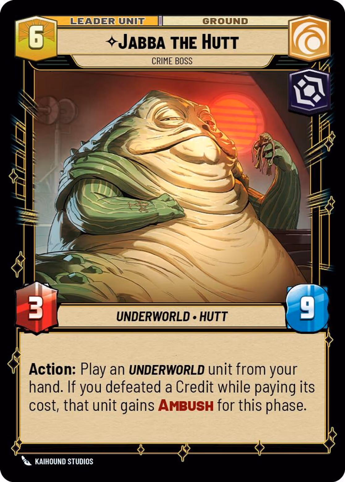 Jabba the Hutt - Crime Boss LAW-015 Star Wars Unlimited card (back face)