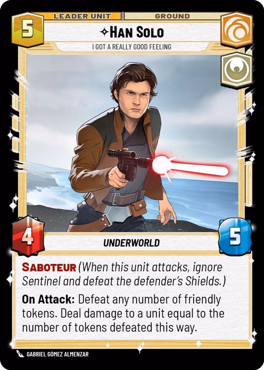Han Solo - I Got a Really Good Feeling LAW-017 Star Wars Unlimited card (back face)