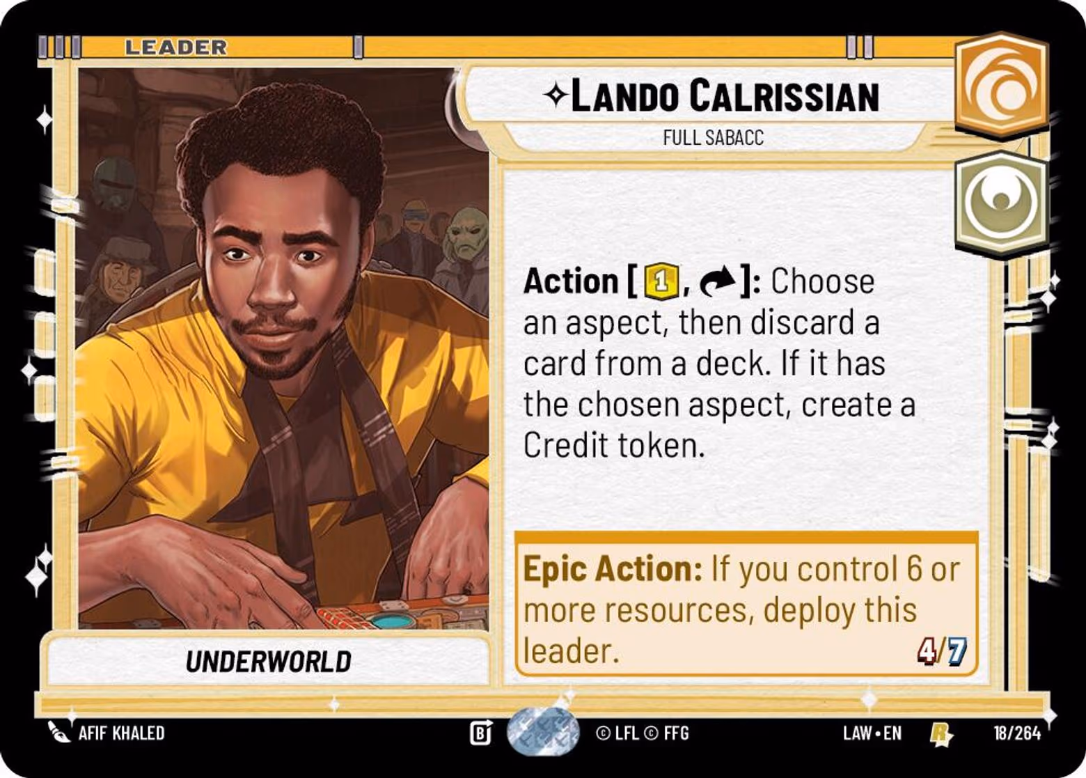 Lando Calrissian - Full Sabacc LAW-018 Star Wars Unlimited card