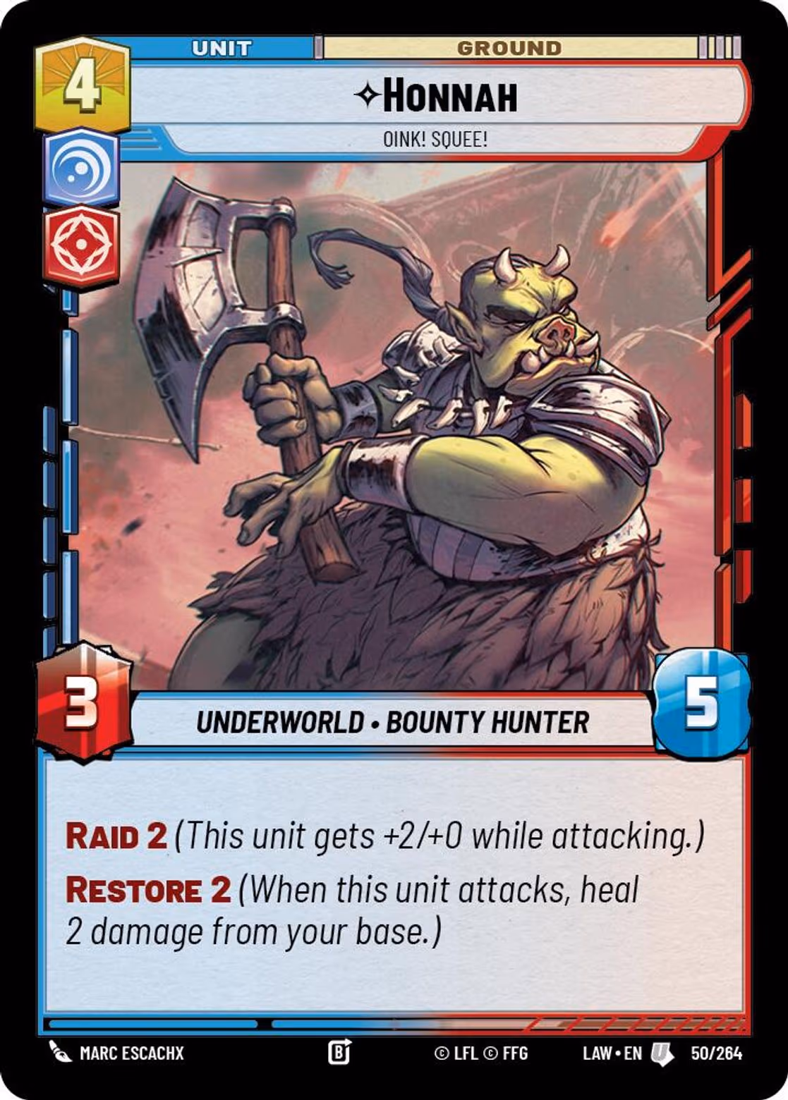 Honnah - Oink! Squee! LAW-050 Star Wars Unlimited card