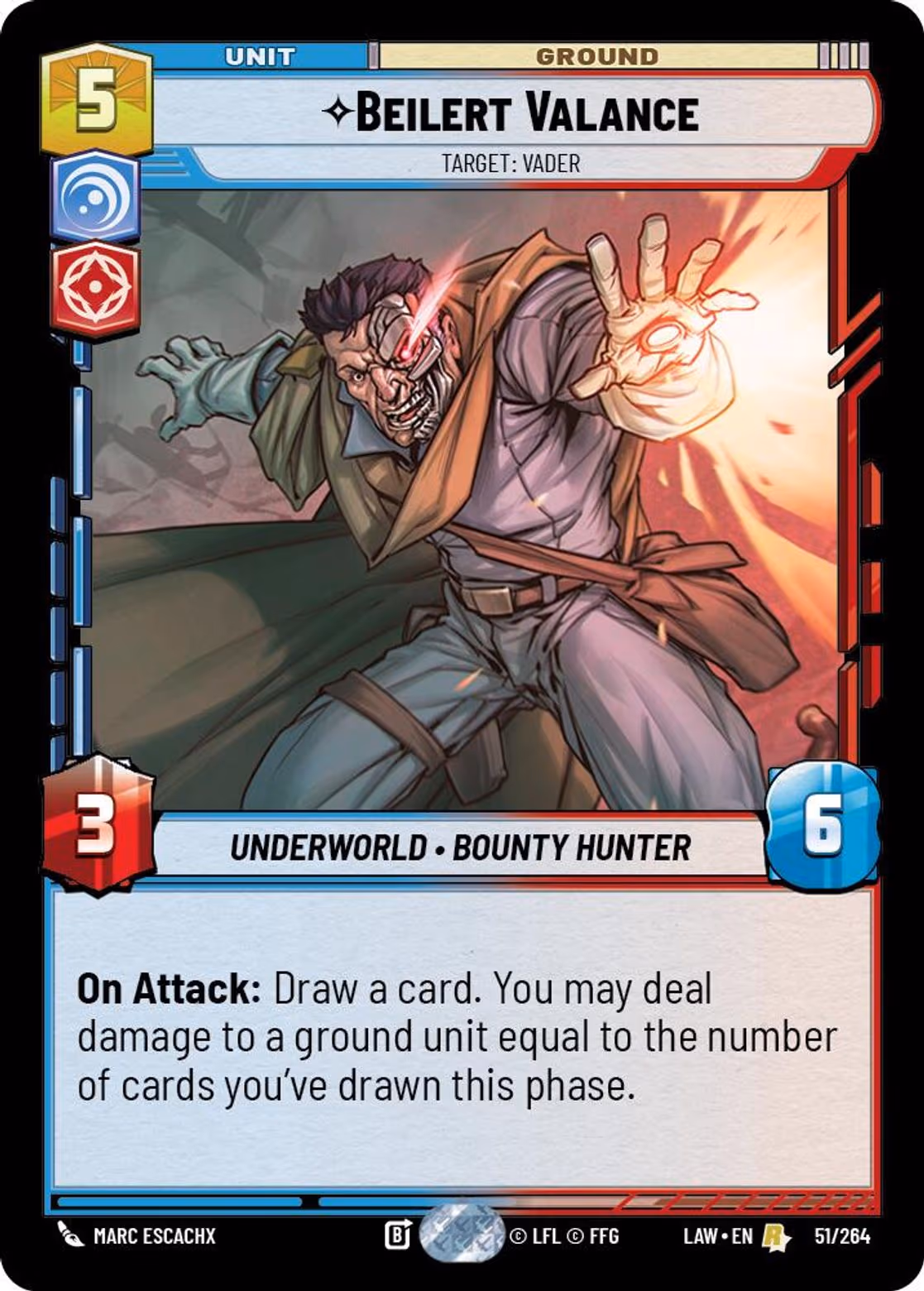 Beilert Valance - Target: Vader LAW-051 Star Wars Unlimited card