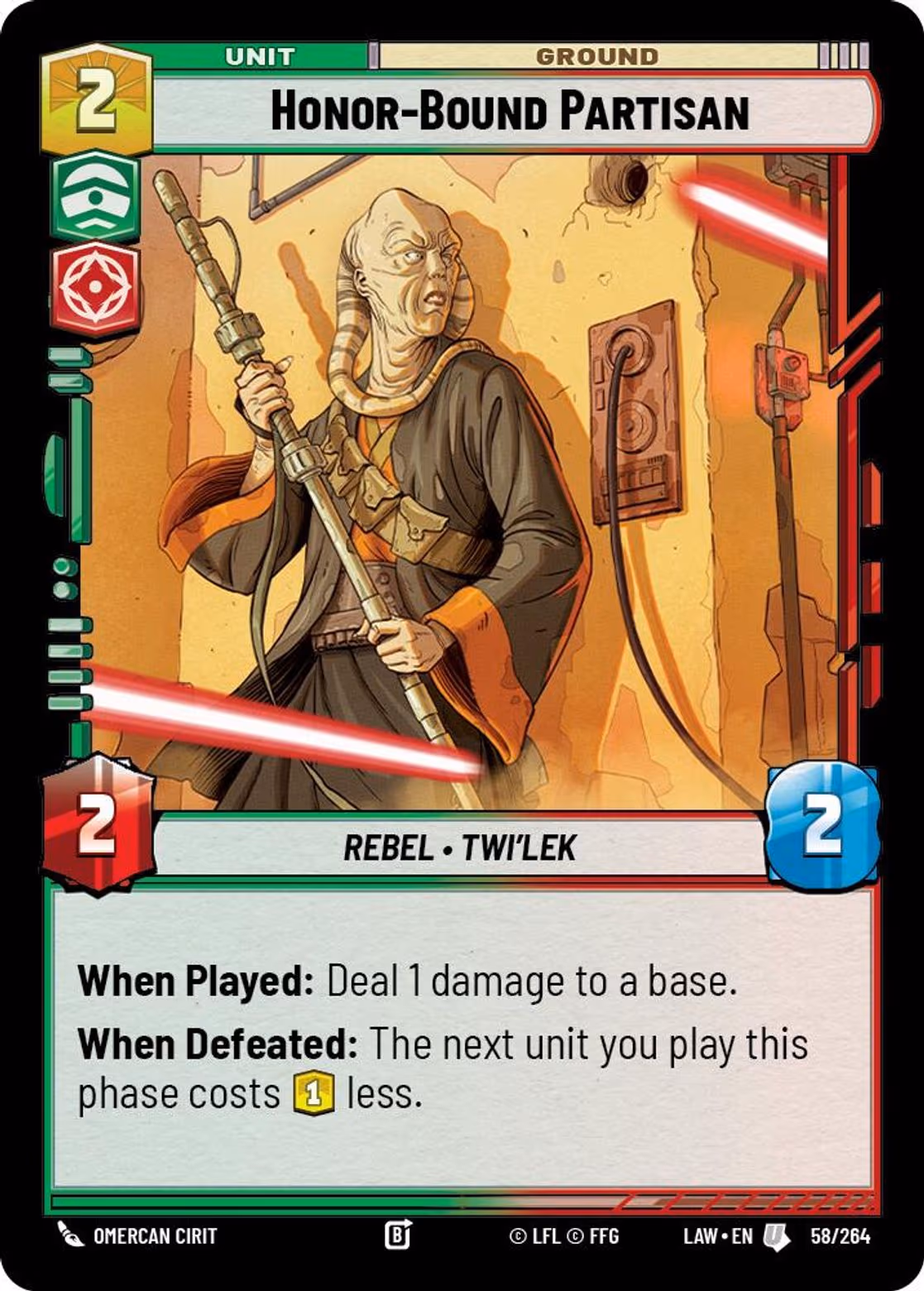 Honor-Bound Partisan LAW-058 Star Wars Unlimited card